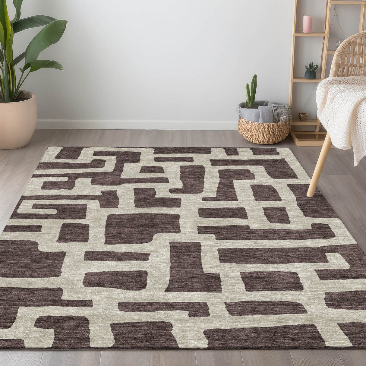 Machine Washable Indoor/ Outdoor Chantille Contemporary Geo Rug