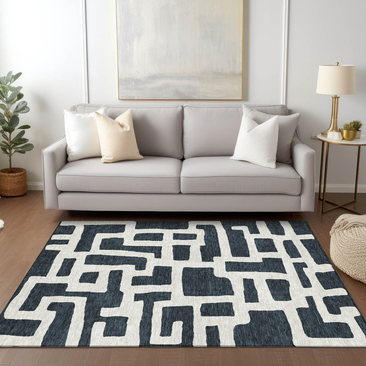 Machine Washable Indoor/ Outdoor Chantille Contemporary Geo Rug
