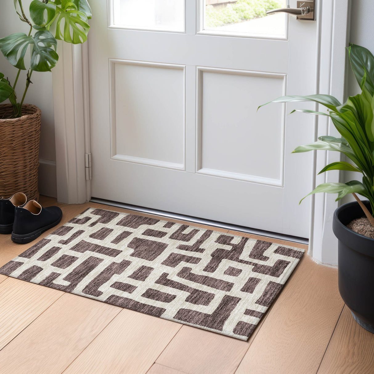Machine Washable Indoor/ Outdoor Chantille Contemporary Geo Rug