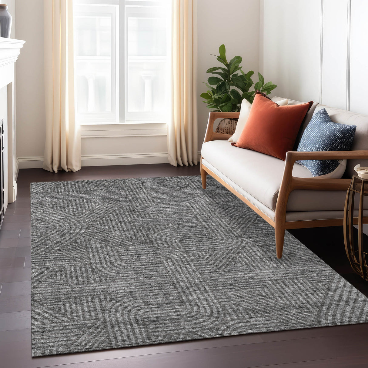 Machine Washable Indoor/ Outdoor Chantille Contemporary Geo Rug
