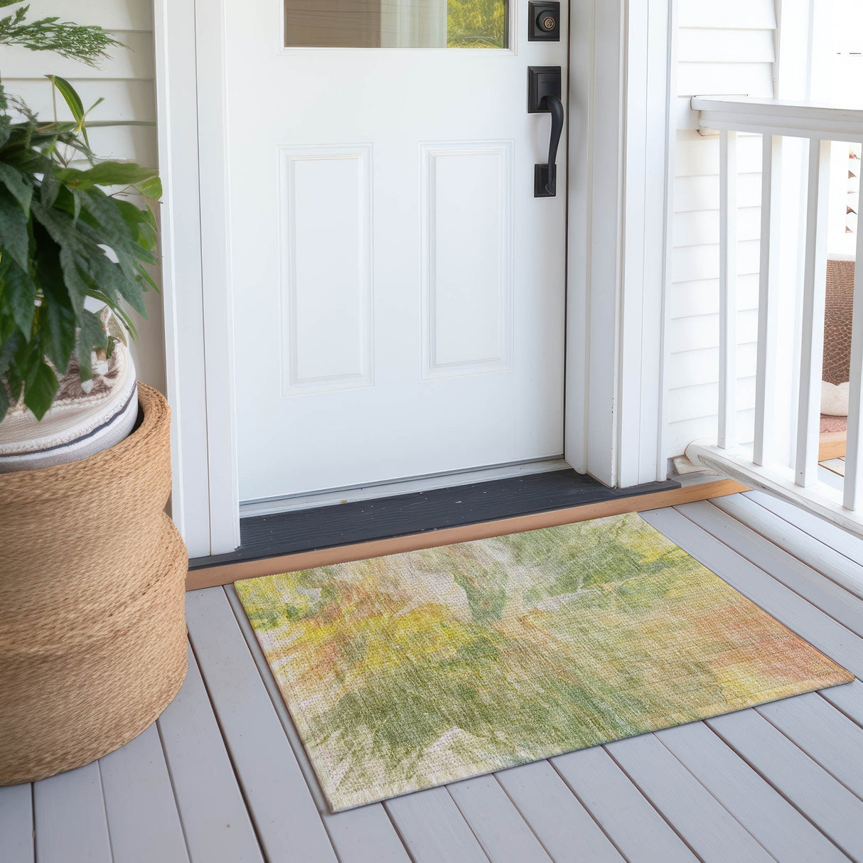 Machine Washable Indoor/ Outdoor Chantille Contemporary Splash Rug