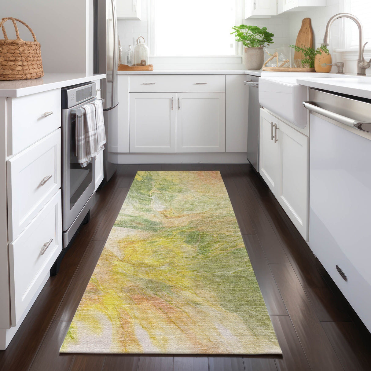 Machine Washable Indoor/ Outdoor Chantille Contemporary Splash Rug