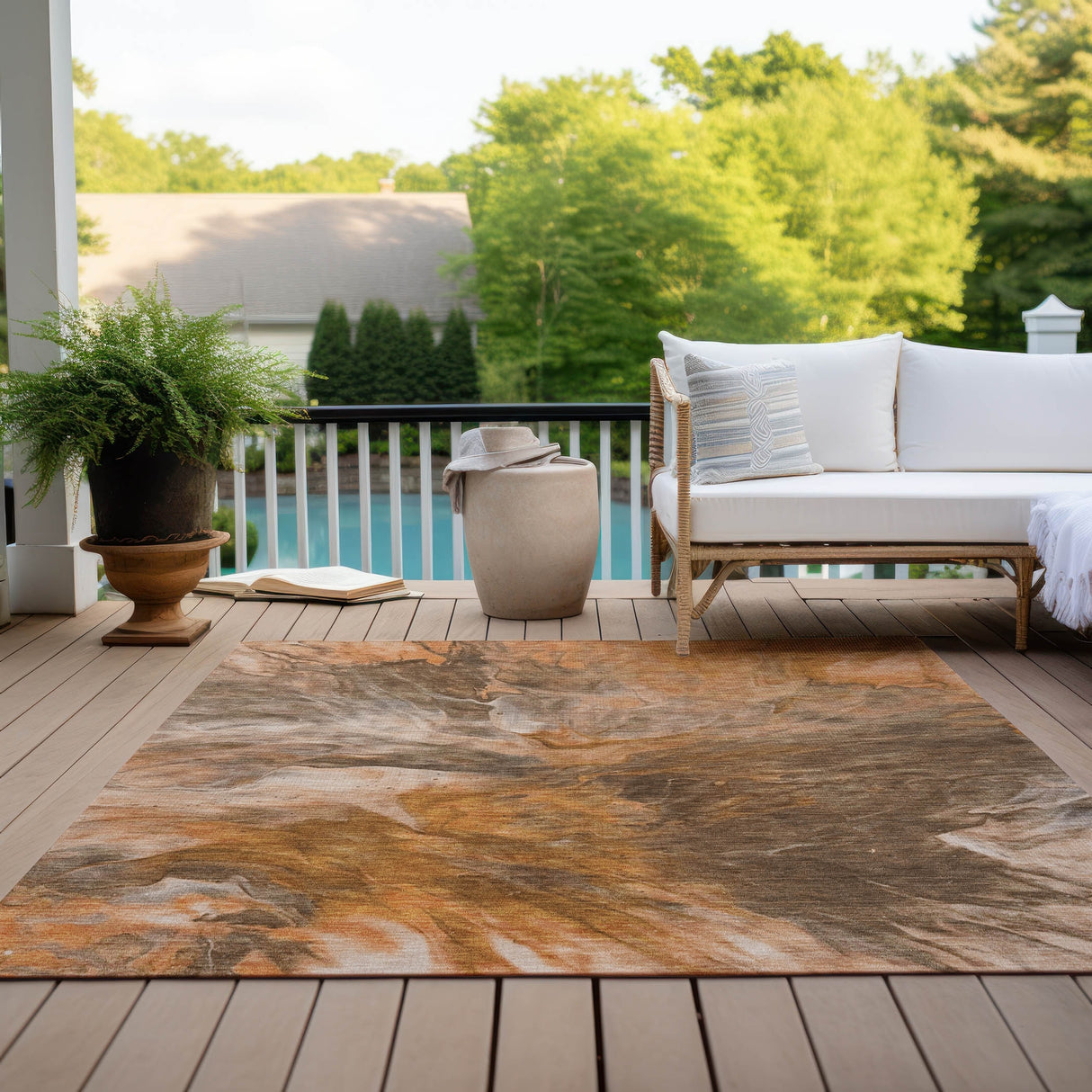 Machine Washable Indoor/ Outdoor Chantille Contemporary Splash Rug
