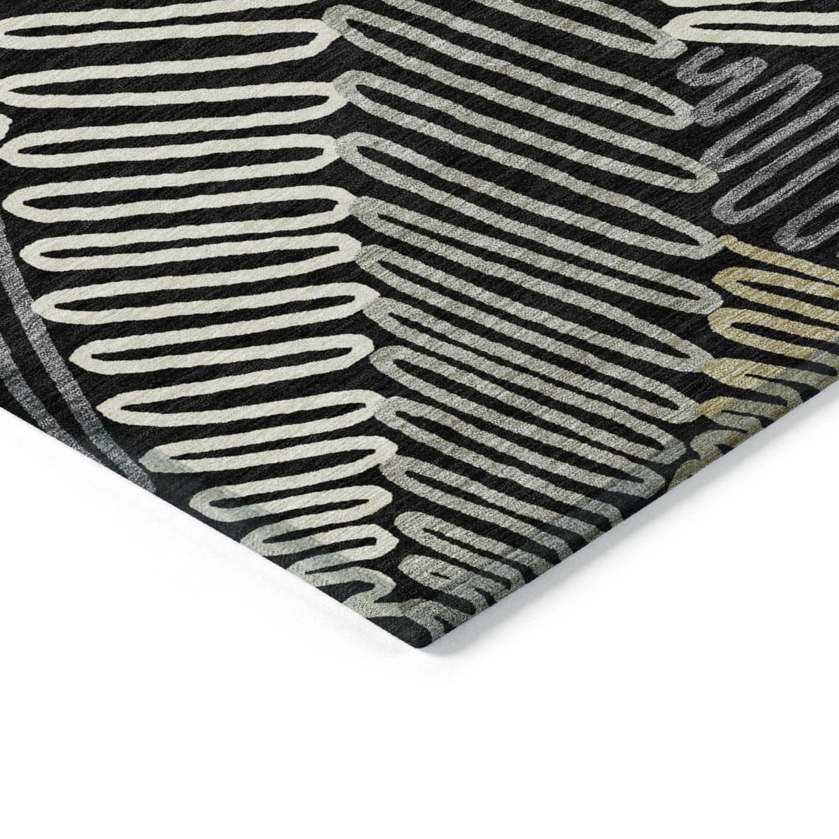 Machine Washable Indoor/ Outdoor Chantille Contemporary Squiggles Rug