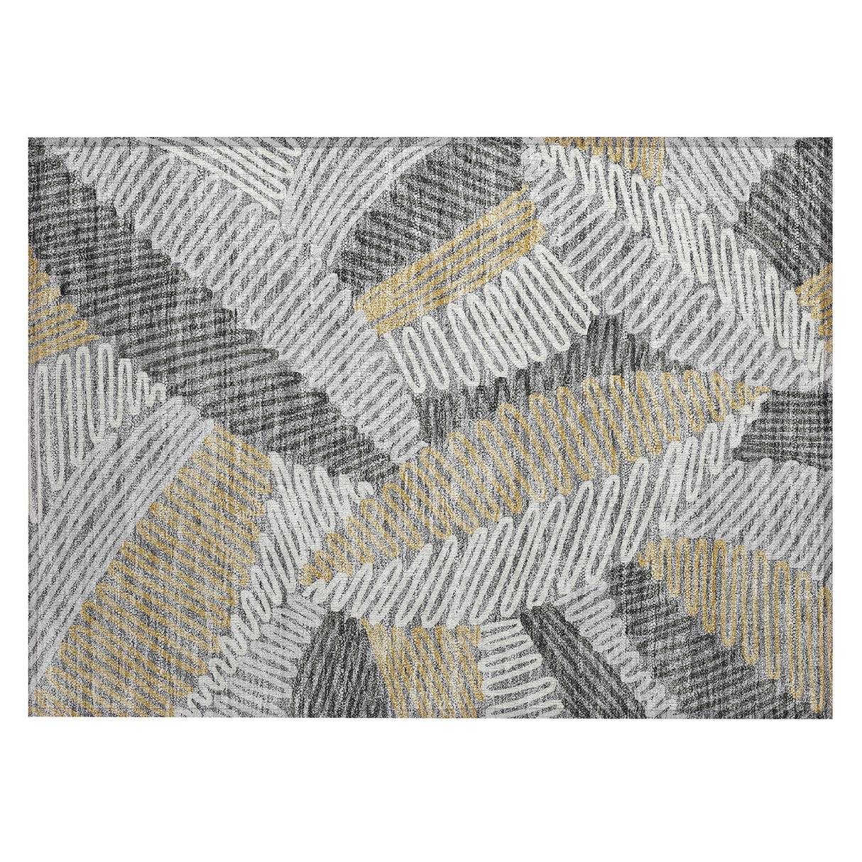 Machine Washable Indoor/ Outdoor Chantille Contemporary Squiggles Rug