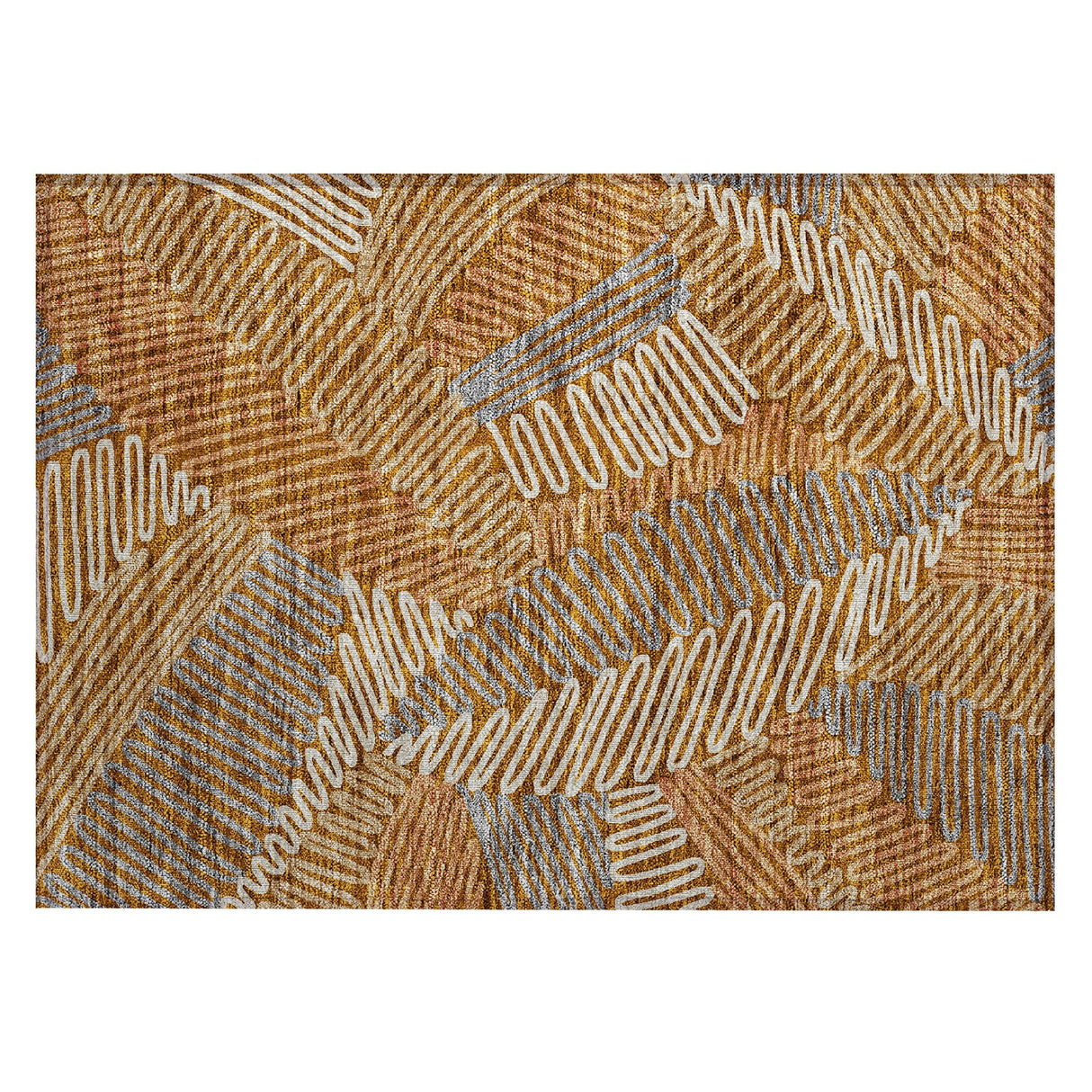 Machine Washable Indoor/ Outdoor Chantille Contemporary Squiggles Rug