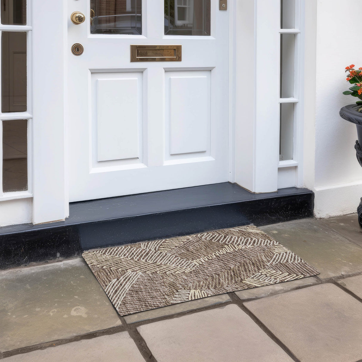 Machine Washable Indoor/ Outdoor Chantille Contemporary Squiggles Rug