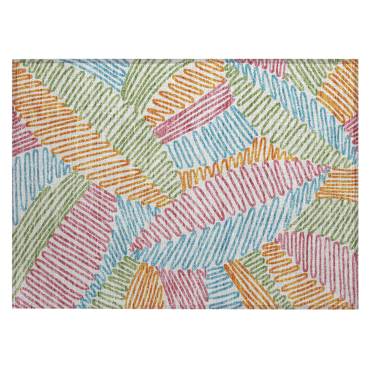 Machine Washable Indoor/ Outdoor Chantille Contemporary Squiggles Rug