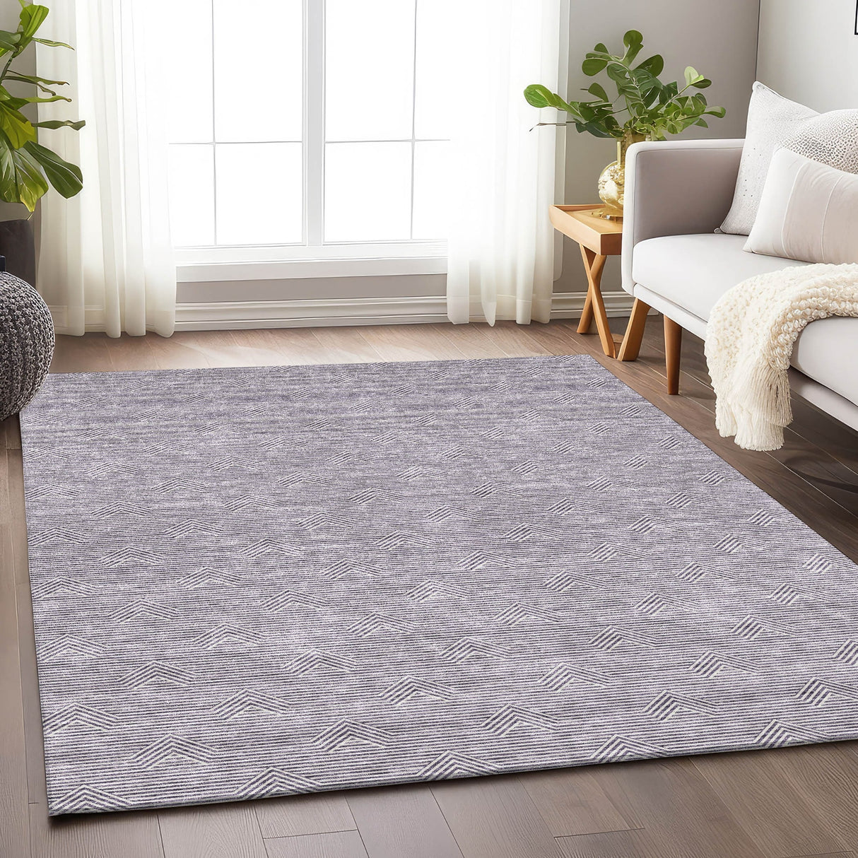 Machine Washable Indoor/ Outdoor Chantille Contemporary Stripe Rug