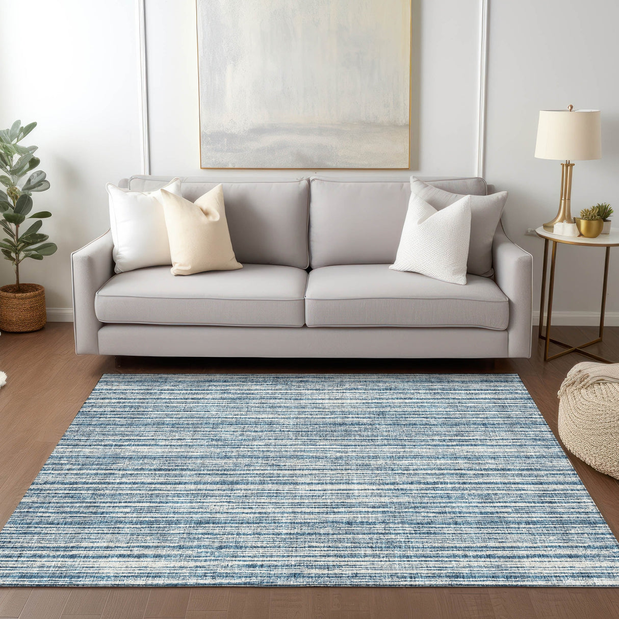 Machine Washable Indoor/ Outdoor Chantille Contemporary Stripes Rug