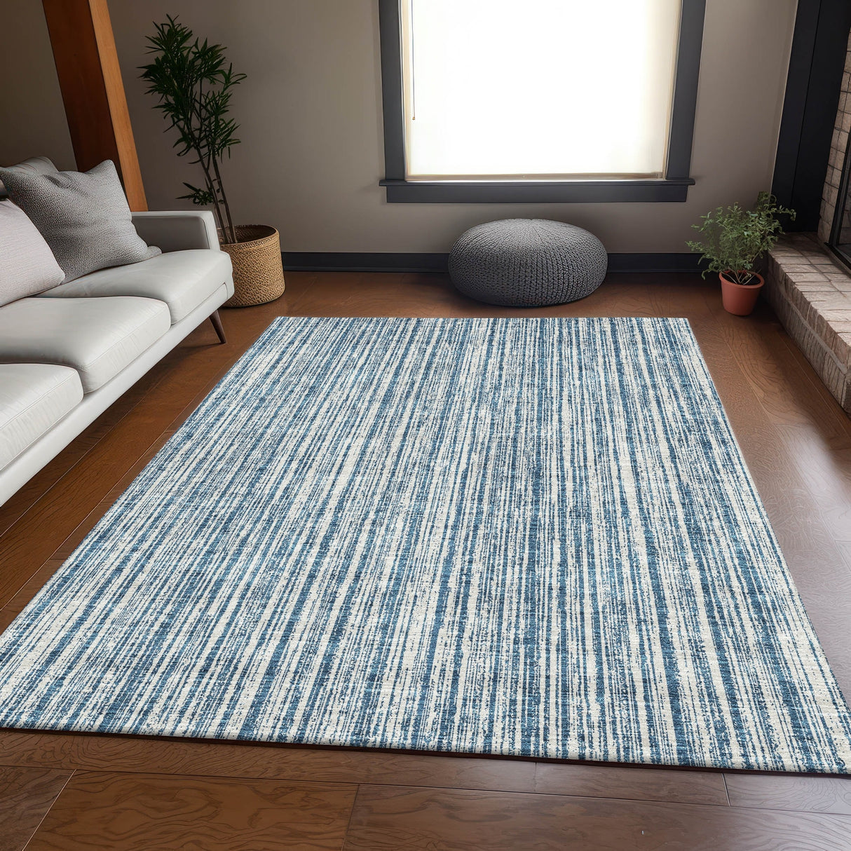 Machine Washable Indoor/ Outdoor Chantille Contemporary Stripes Rug