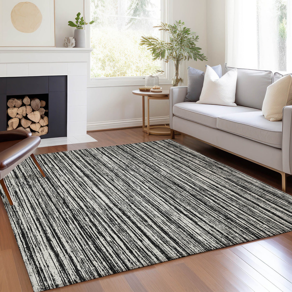 Machine Washable Indoor/ Outdoor Chantille Contemporary Stripes Rug