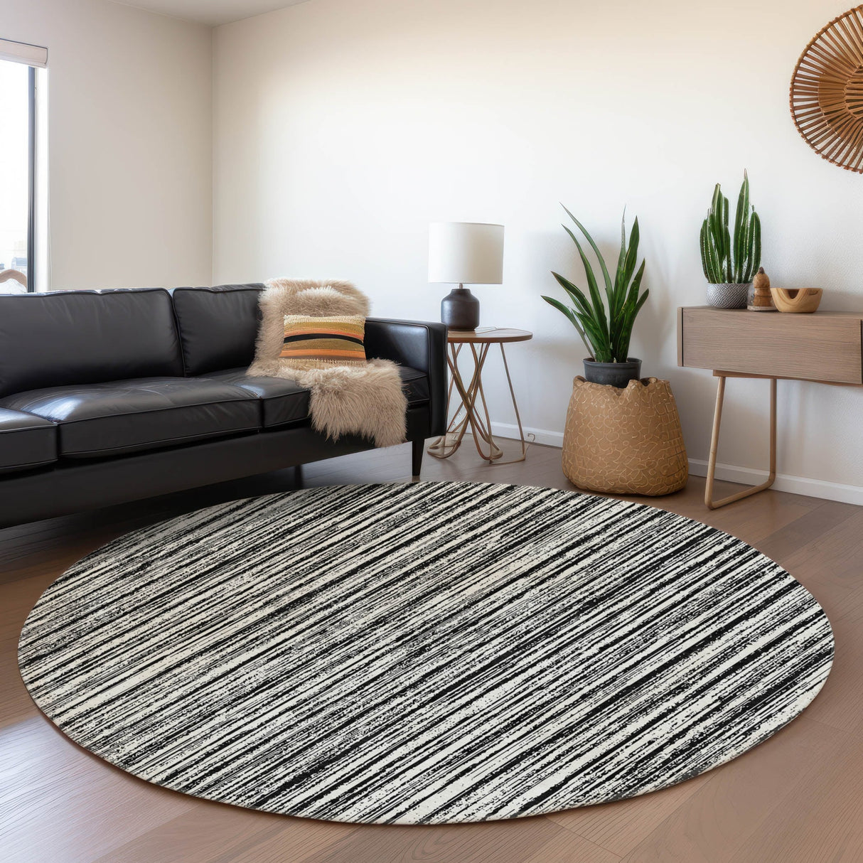 Machine Washable Indoor/ Outdoor Chantille Contemporary Stripes Rug
