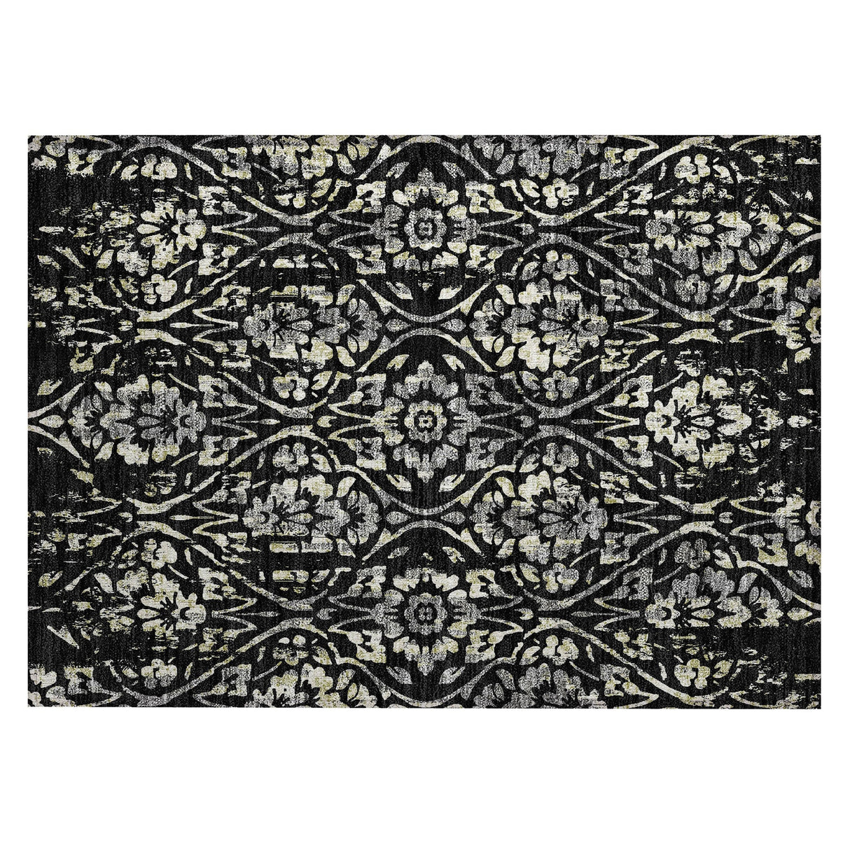 Machine Washable Indoor/ Outdoor Chantille Distressed Traditional Rug