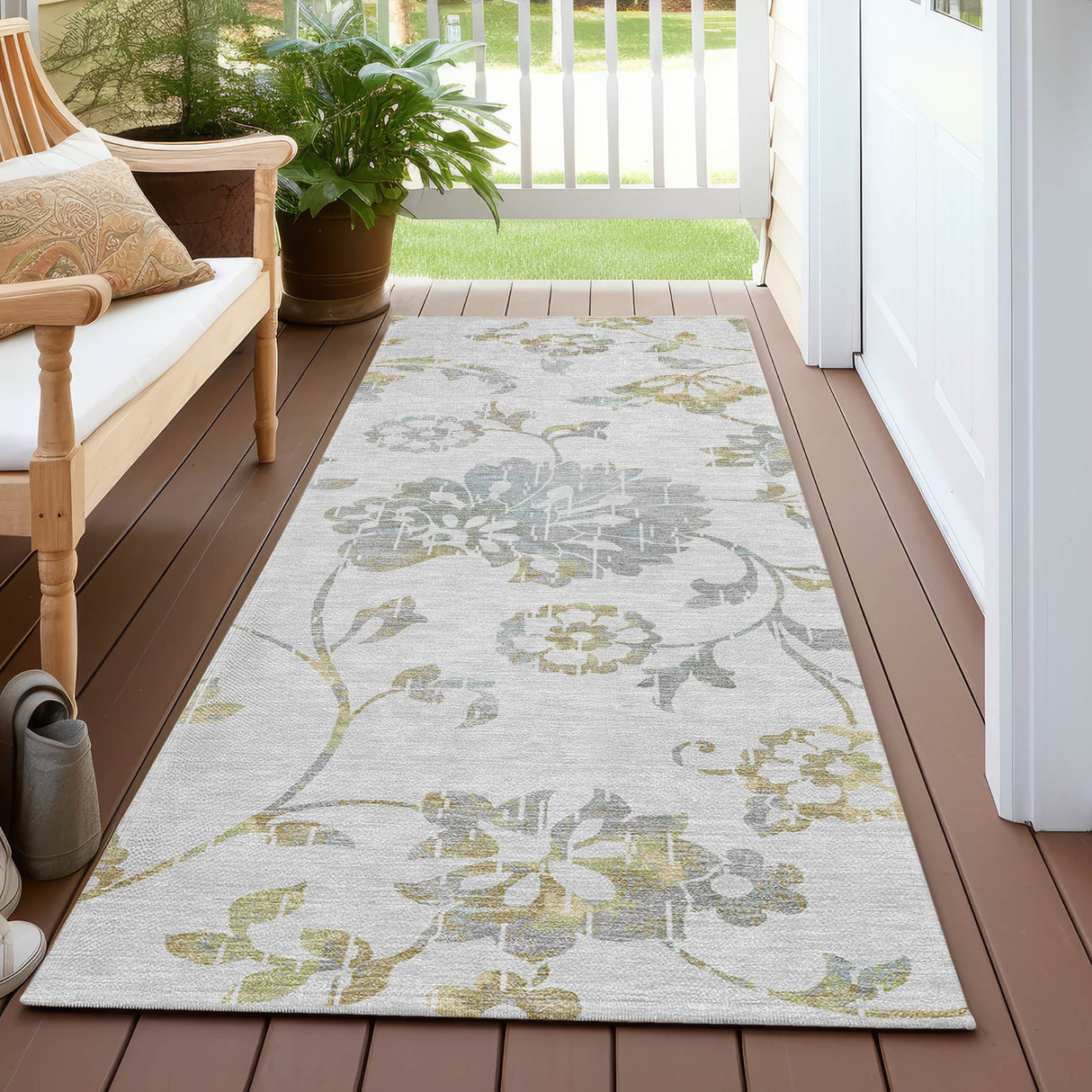 Machine Washable Indoor/ Outdoor Chantille Farmhouse Floral Rug