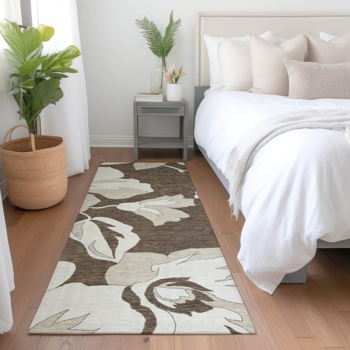 Machine Washable Indoor/ Outdoor Chantille Floral Rug
