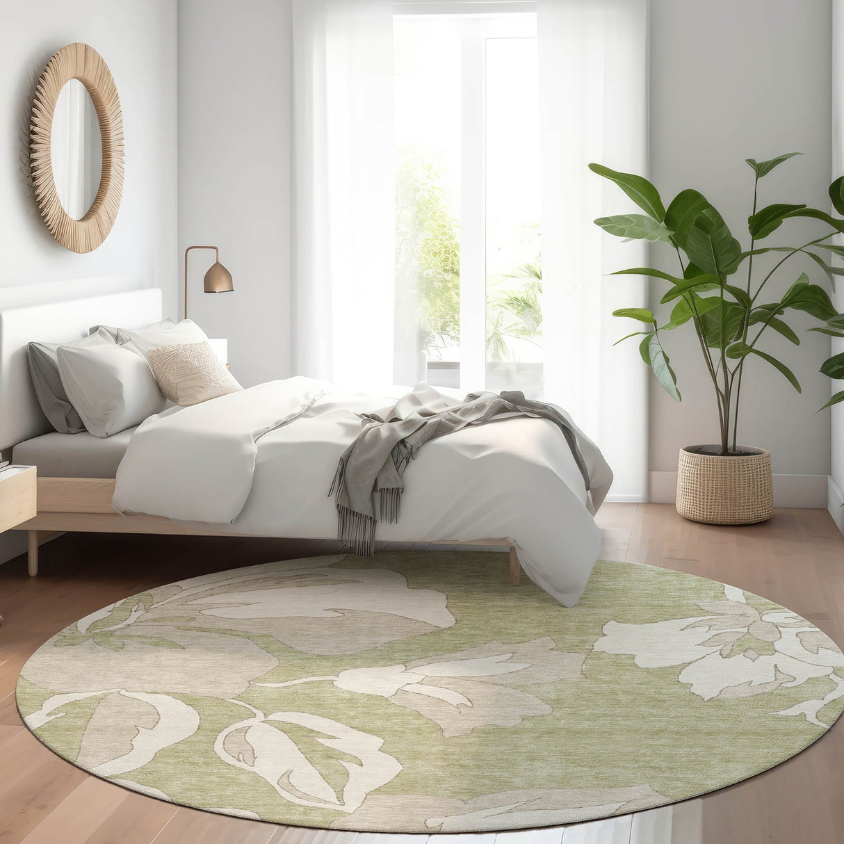 Machine Washable Indoor/ Outdoor Chantille Floral Rug