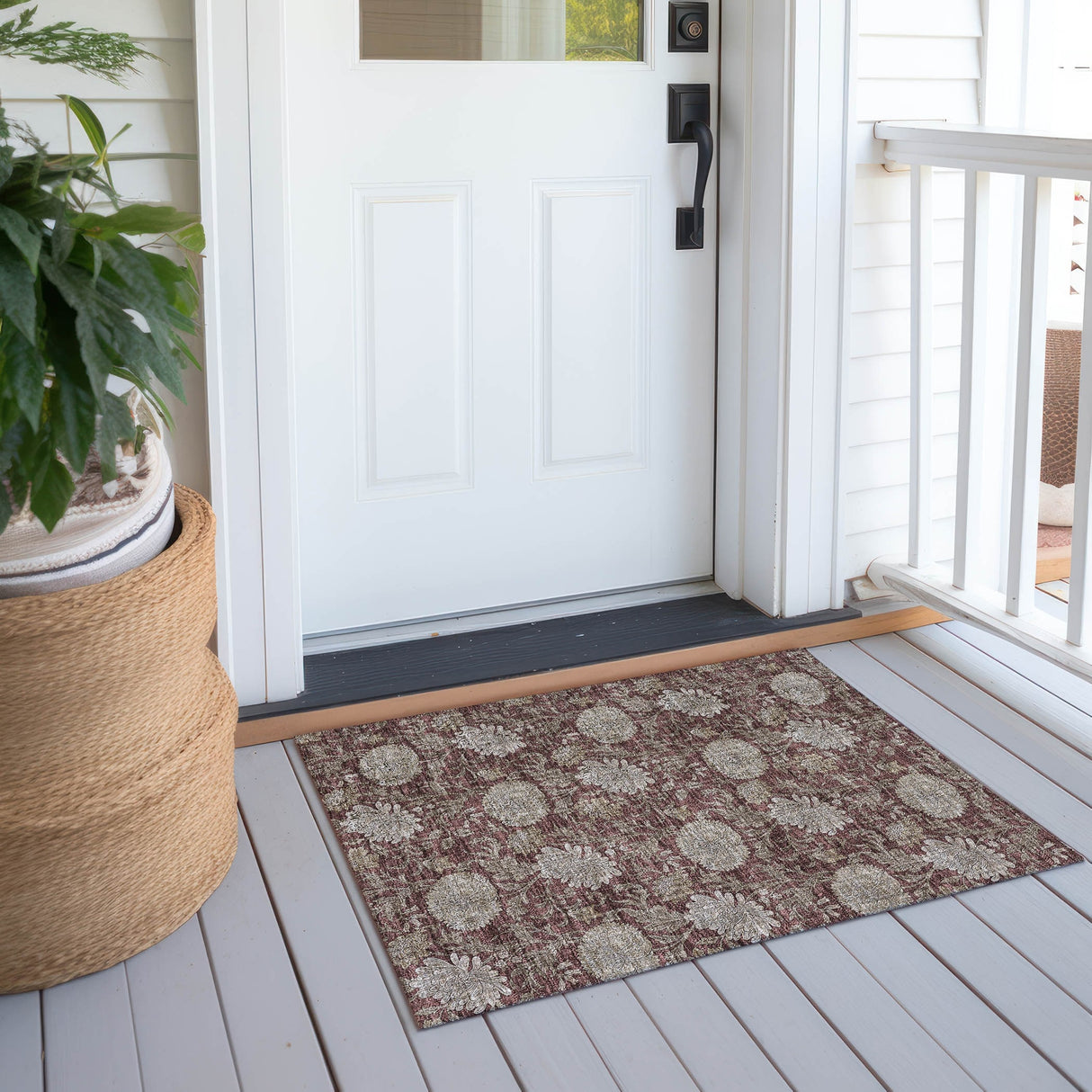 Machine Washable Indoor/ Outdoor Chantille Floral Rug