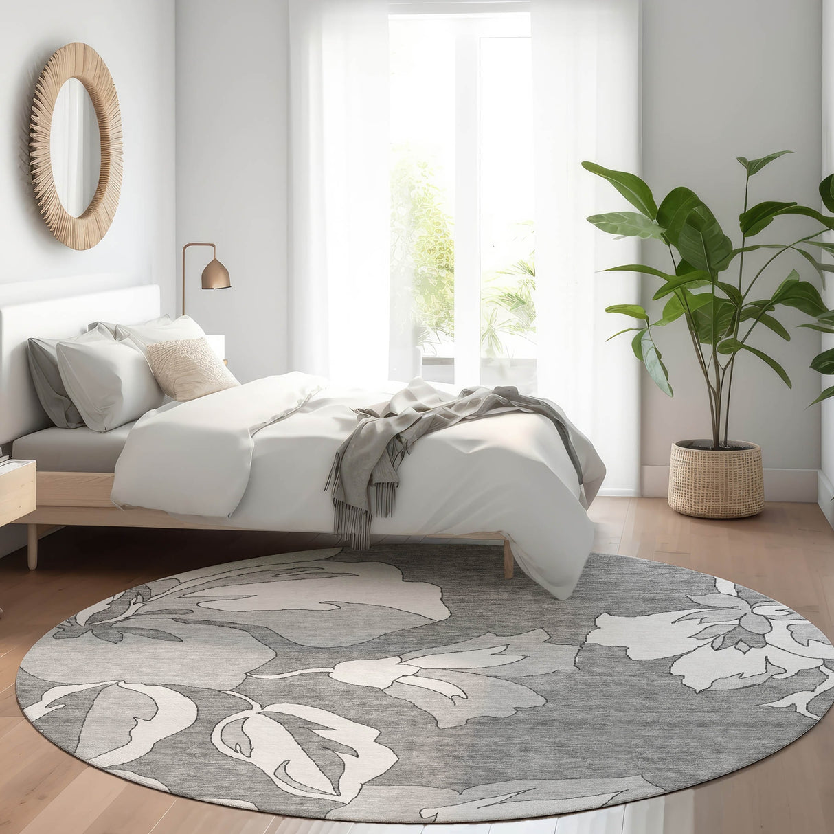 Machine Washable Indoor/ Outdoor Chantille Floral Rug