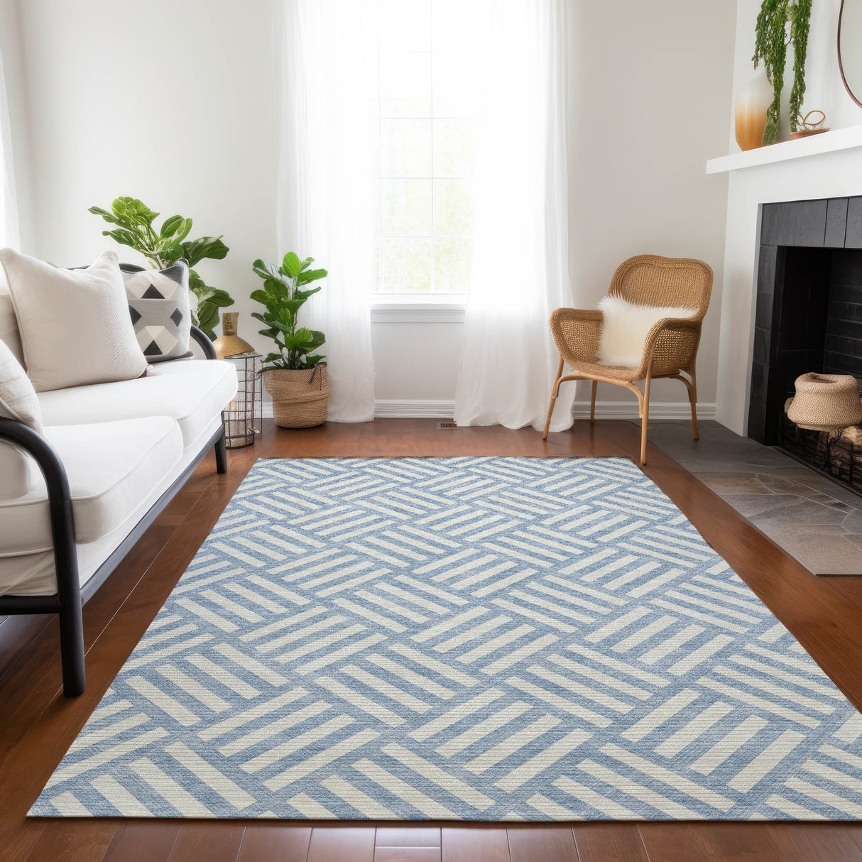 Machine Washable Indoor/ Outdoor Chantille Geo Contemporary Rug