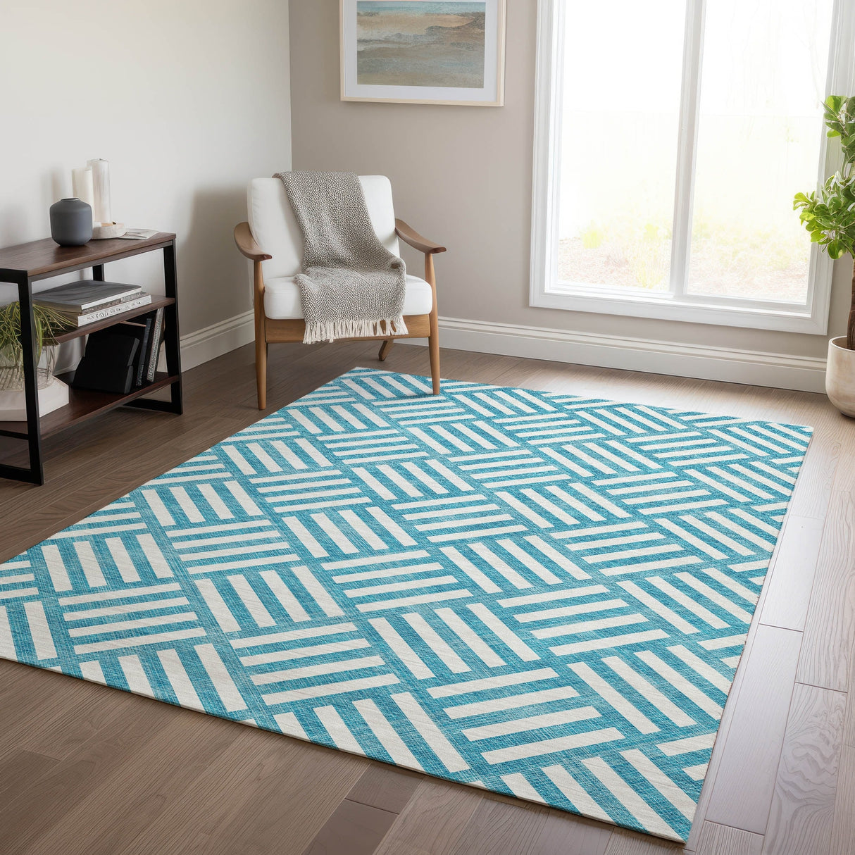 Machine Washable Indoor/ Outdoor Chantille Geo Contemporary Rug