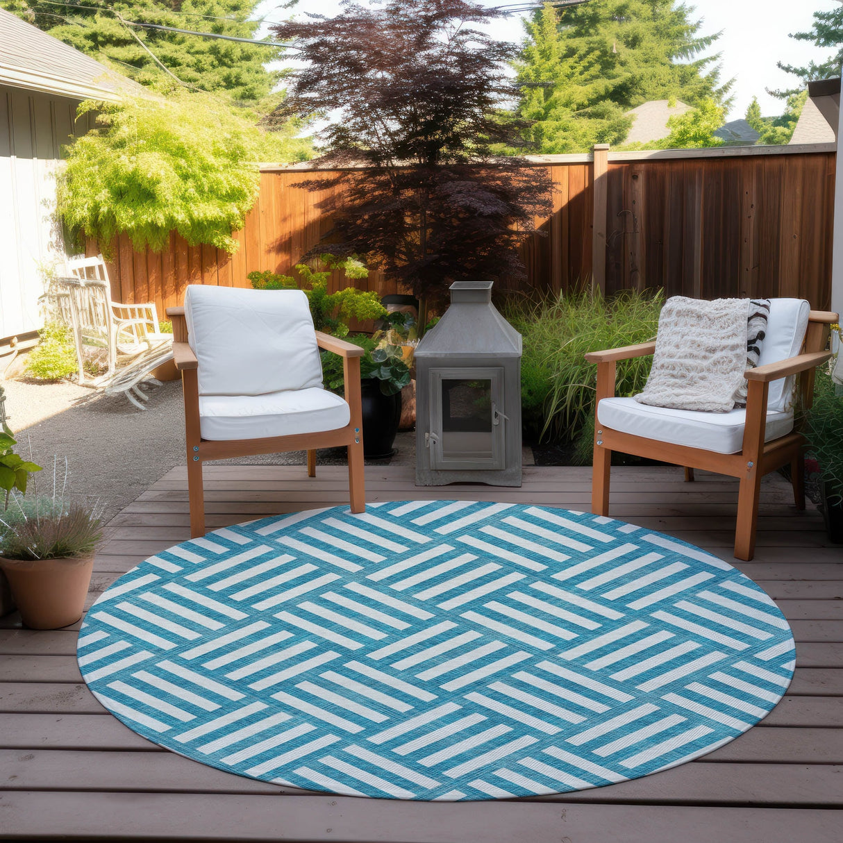 Machine Washable Indoor/ Outdoor Chantille Geo Contemporary Rug