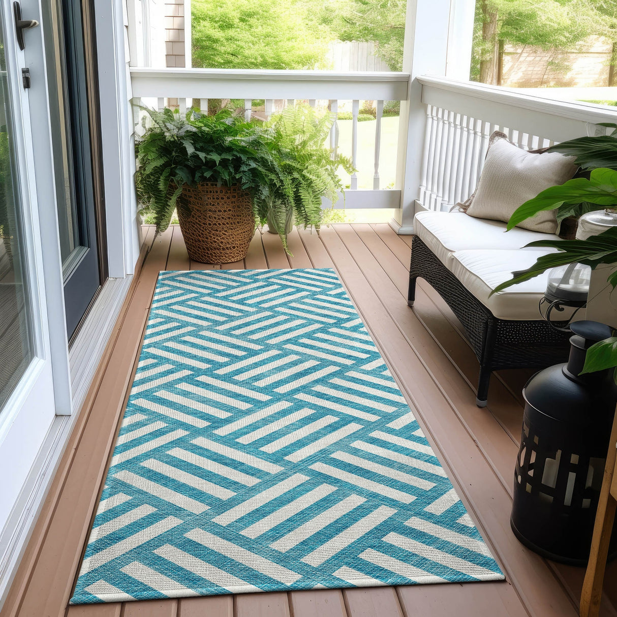 Machine Washable Indoor/ Outdoor Chantille Geo Contemporary Rug
