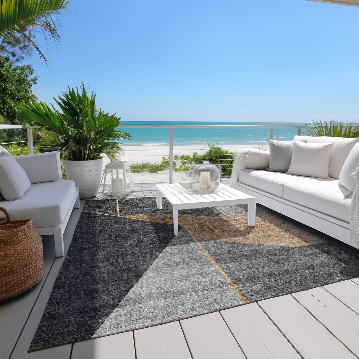 Machine Washable Indoor/ Outdoor Chantille Geo Modern Rug