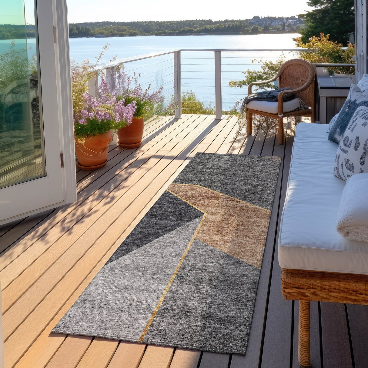 Machine Washable Indoor/ Outdoor Chantille Geo Modern Rug