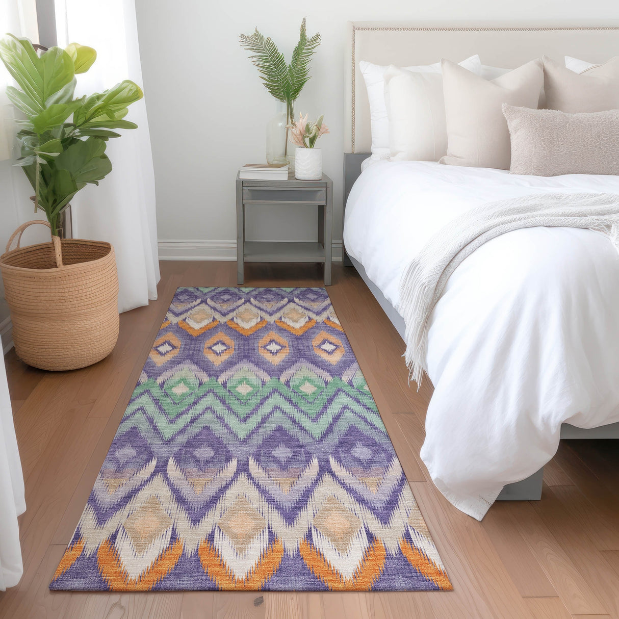 Machine Washable Indoor/ Outdoor Chantille Geometric Boho Rug