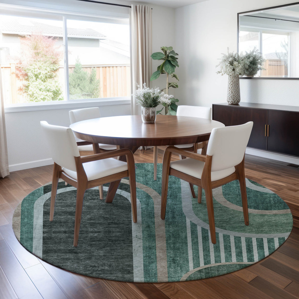 Machine Washable Indoor/ Outdoor Chantille Mid Century Modern Rug