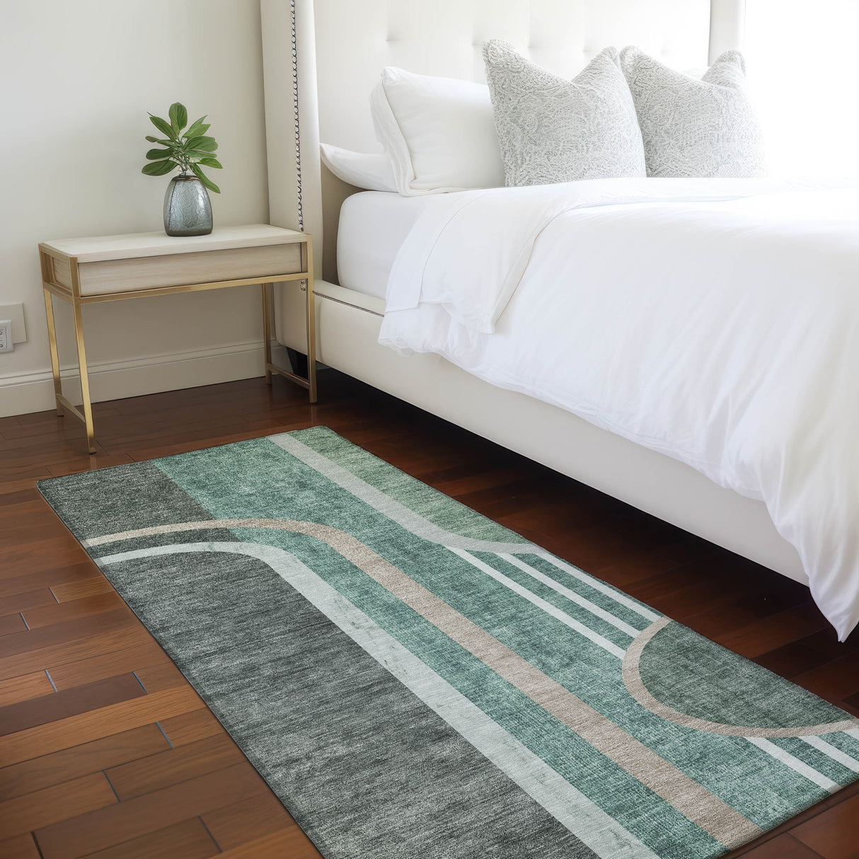 Machine Washable Indoor/ Outdoor Chantille Mid Century Modern Rug