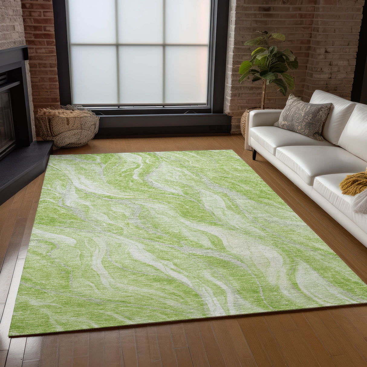 Machine Washable Indoor/ Outdoor Chantille Moden Waves Rug