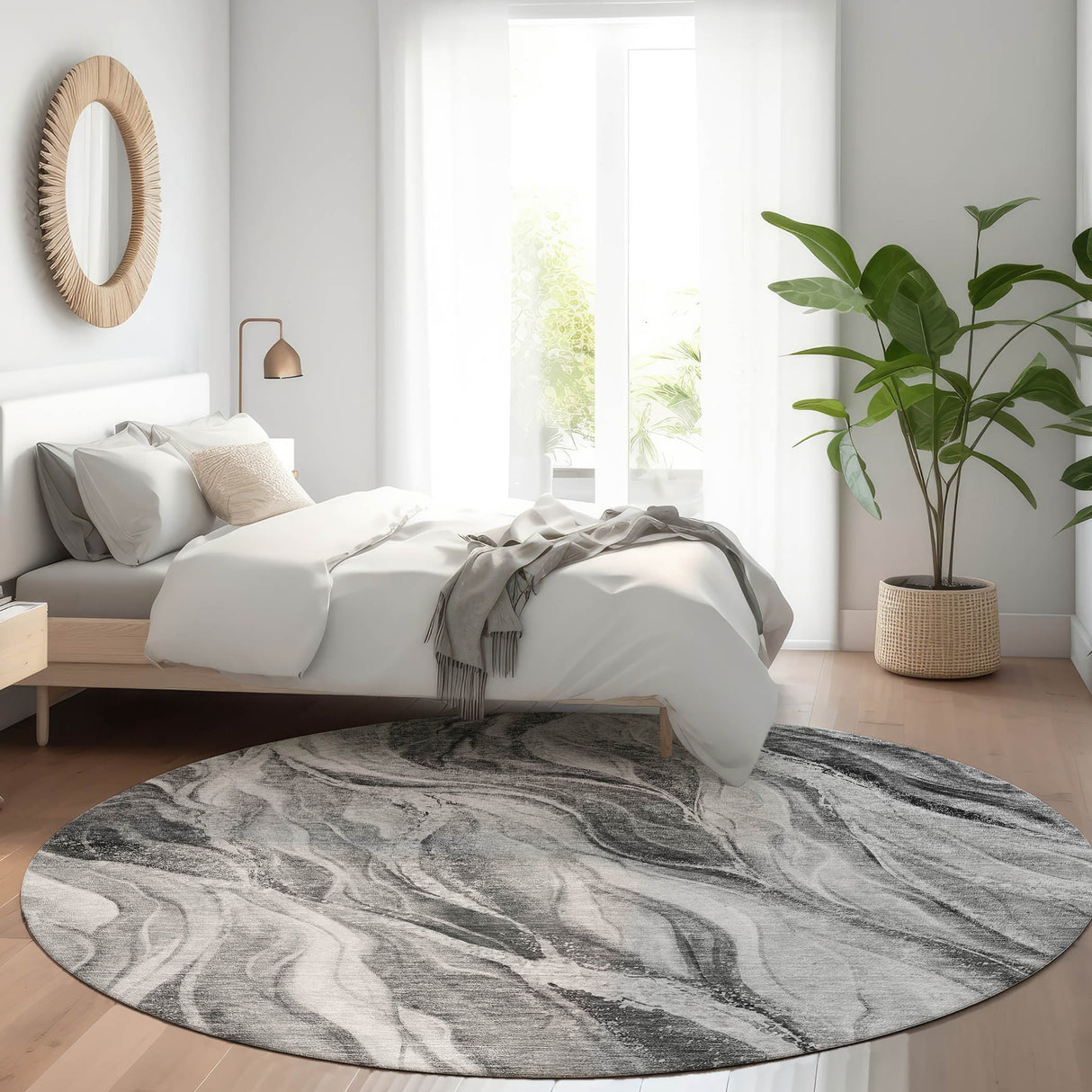 Machine Washable Indoor/ Outdoor Chantille Moden Waves Rug