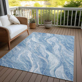 Machine Washable Indoor/ Outdoor Chantille Moden Waves Rug