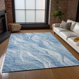 Machine Washable Indoor/ Outdoor Chantille Moden Waves Rug