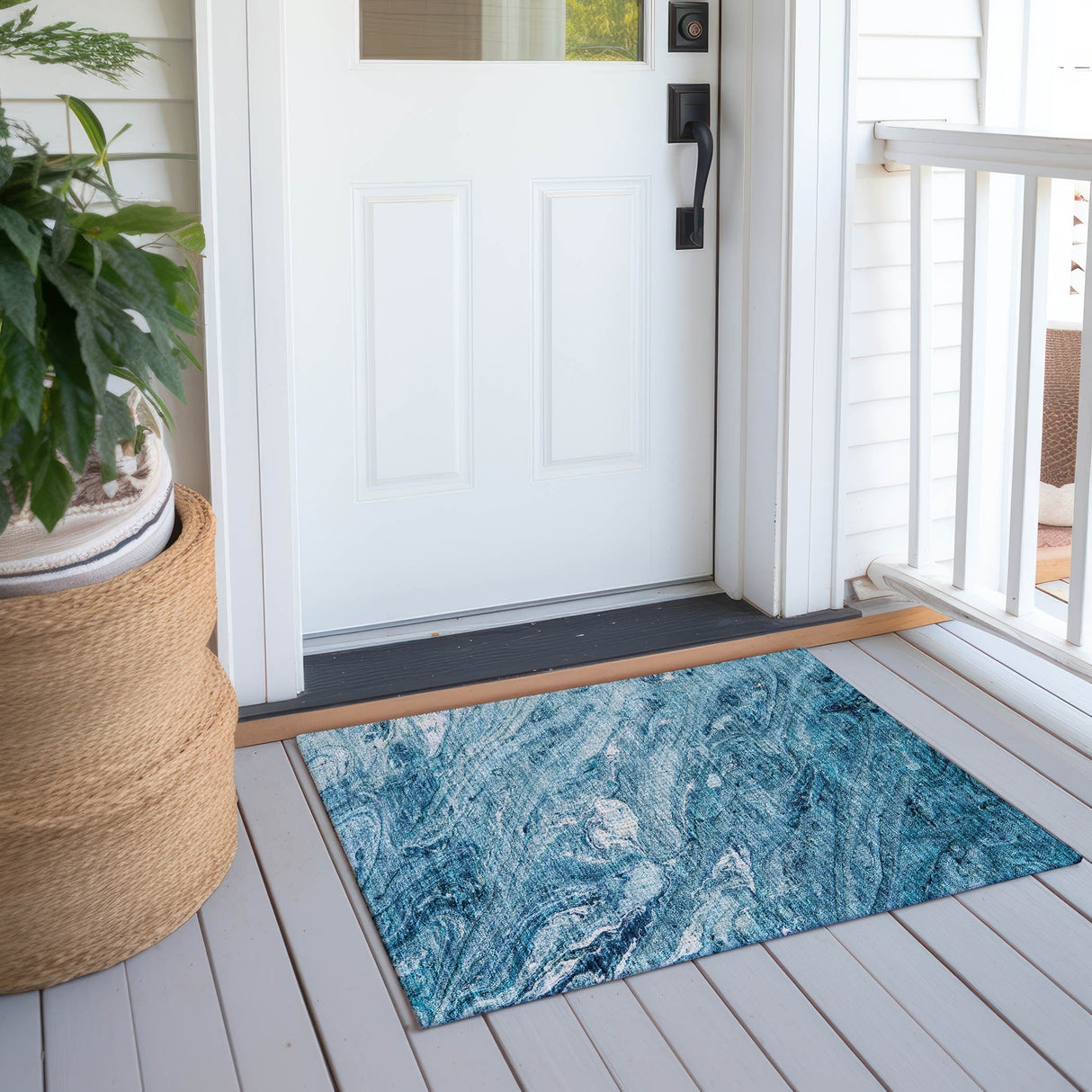 Machine Washable Indoor/ Outdoor Chantille Modern Abstract Rug