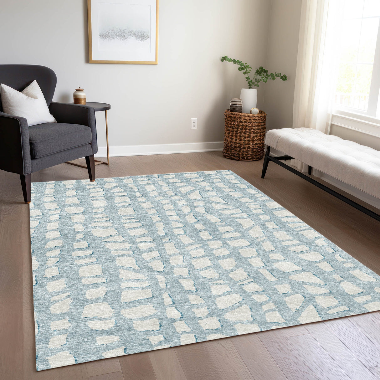 Machine Washable Indoor/ Outdoor Chantille Modern Abstract Rug