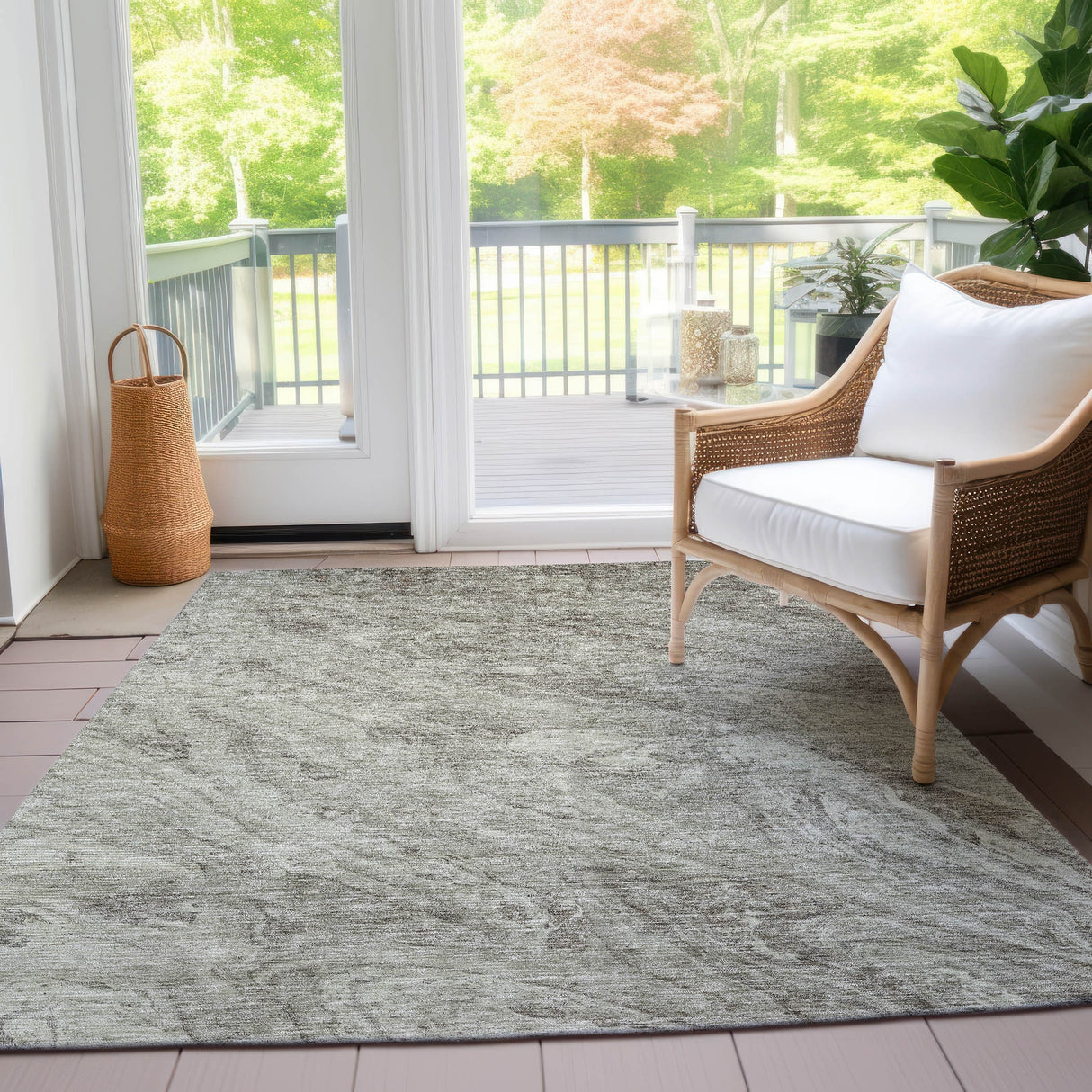Machine Washable Indoor/ Outdoor Chantille Modern Abstract Rug