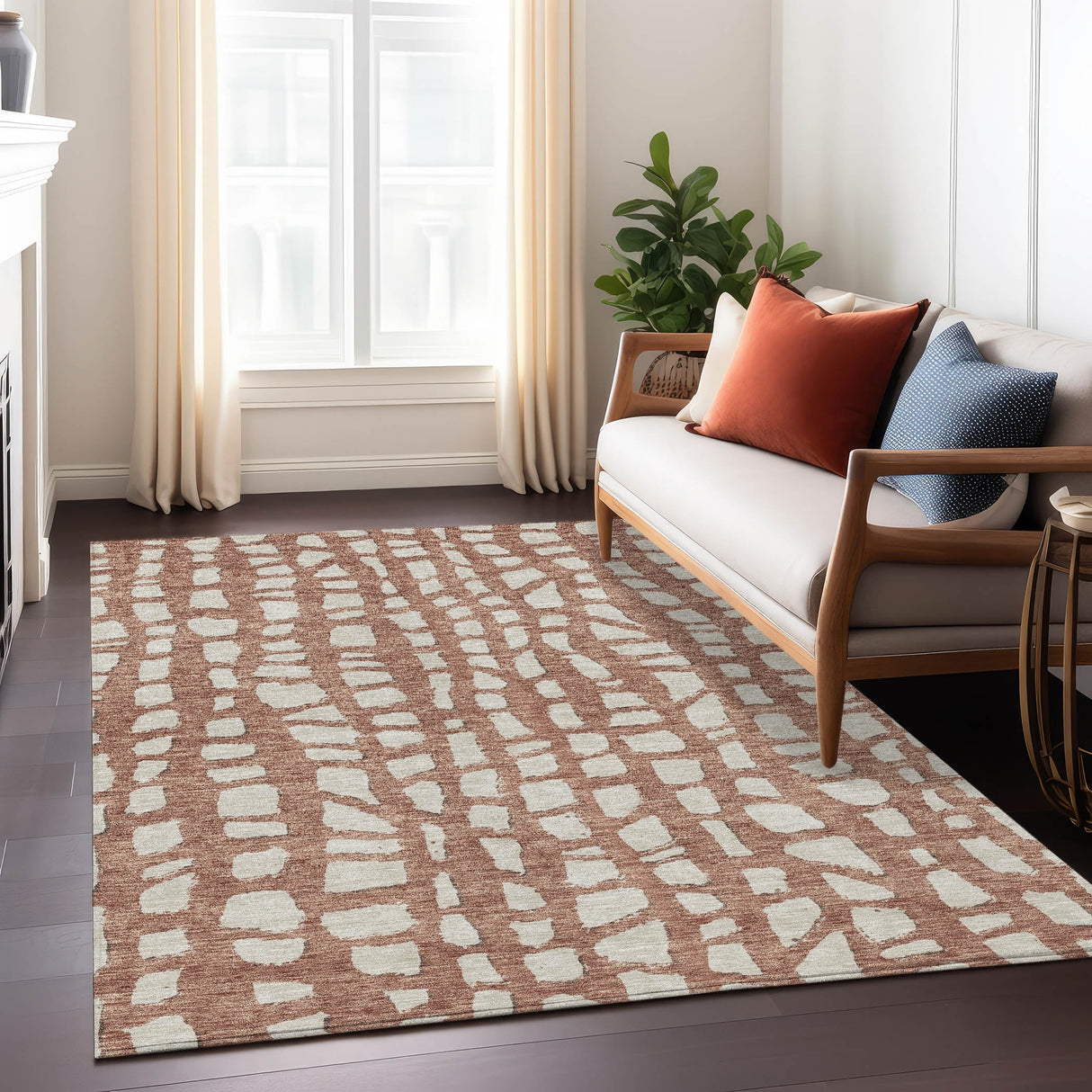 Machine Washable Indoor/ Outdoor Chantille Modern Abstract Rug
