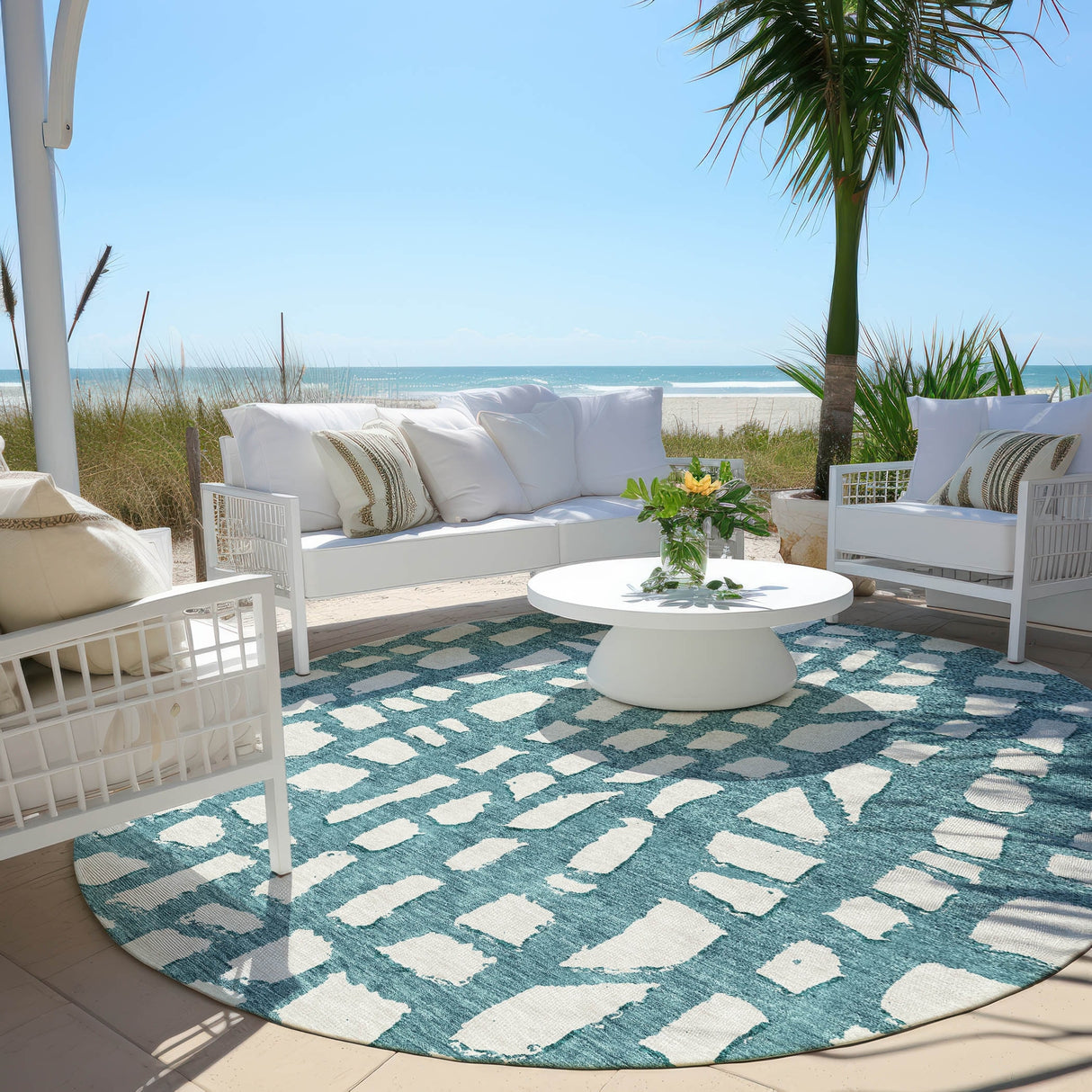 Machine Washable Indoor/ Outdoor Chantille Modern Abstract Rug