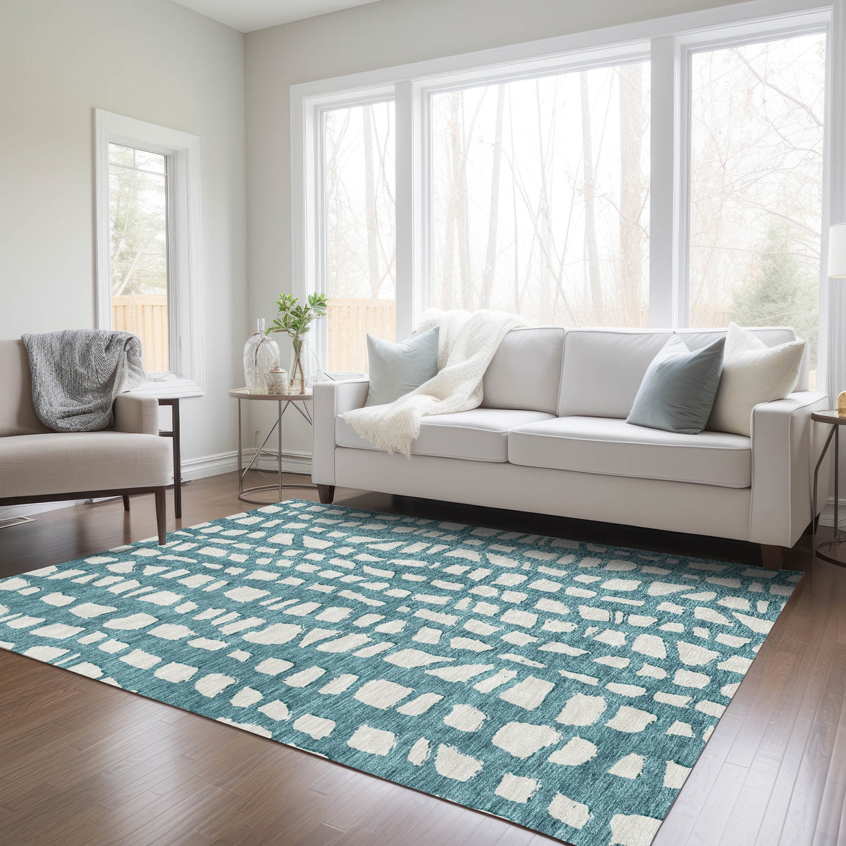 Machine Washable Indoor/ Outdoor Chantille Modern Abstract Rug