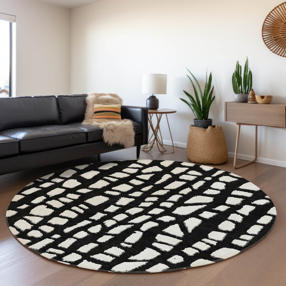 Machine Washable Indoor/ Outdoor Chantille Modern Abstract Rug