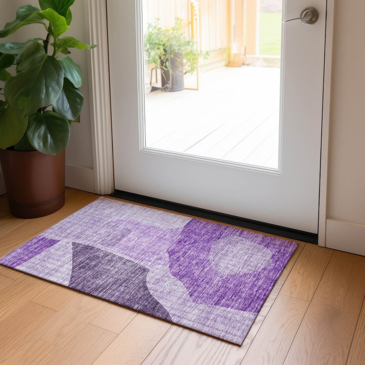 Machine Washable Indoor/ Outdoor Chantille Modern Abstract Rug