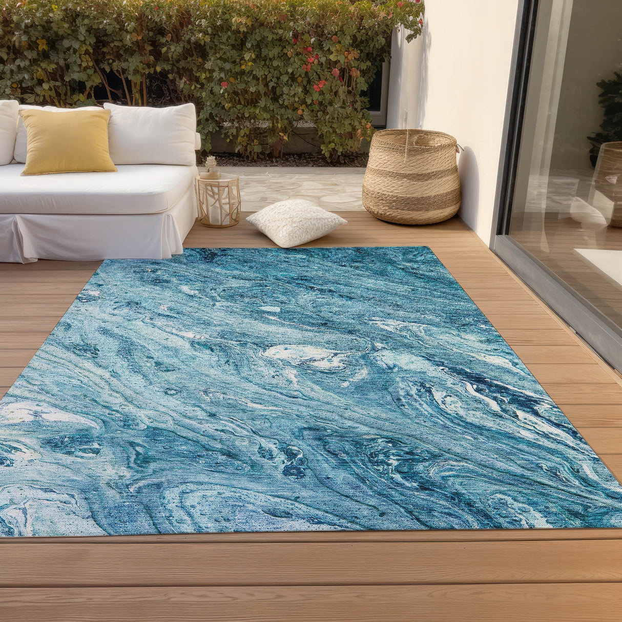 Machine Washable Indoor/ Outdoor Chantille Modern Abstract Rug