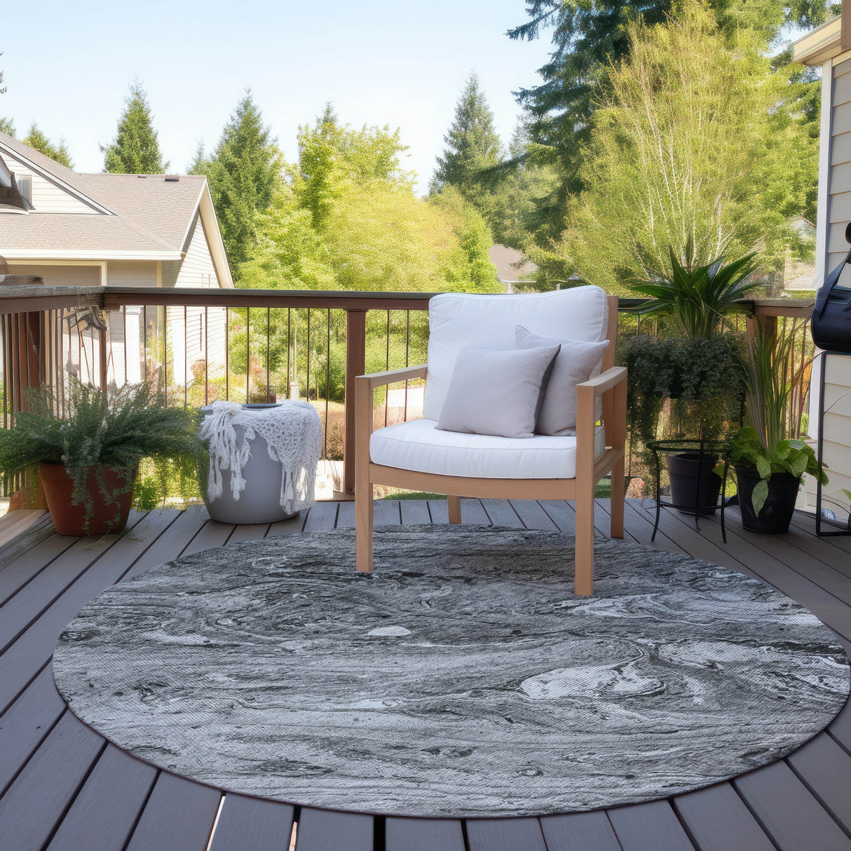 Machine Washable Indoor/ Outdoor Chantille Modern Abstract Rug
