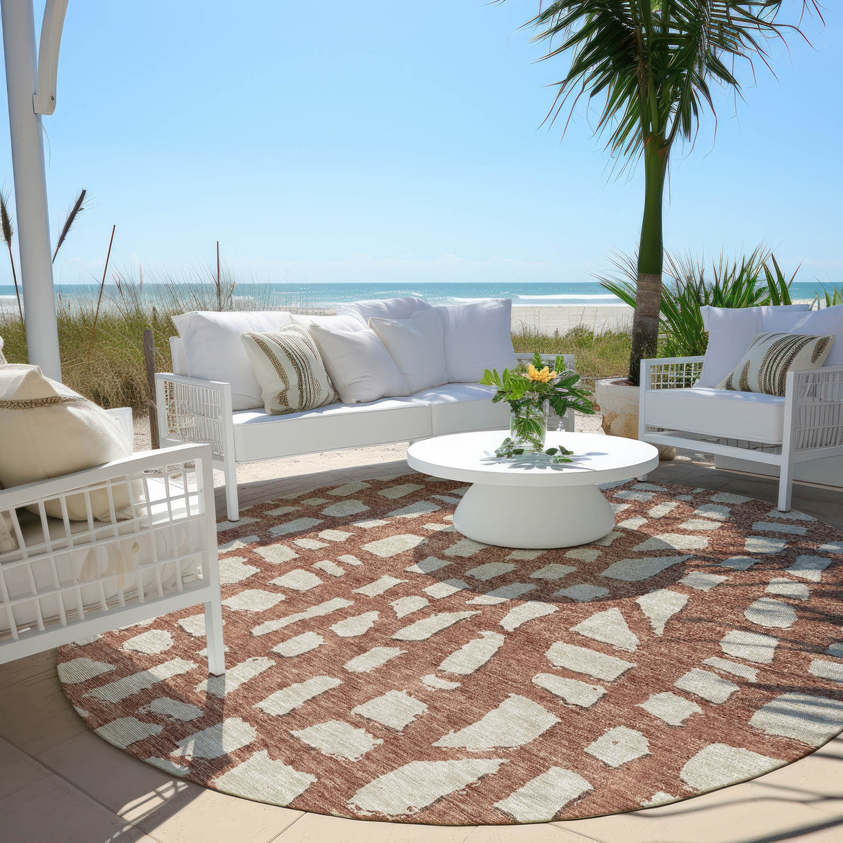 Machine Washable Indoor/ Outdoor Chantille Modern Abstract Rug