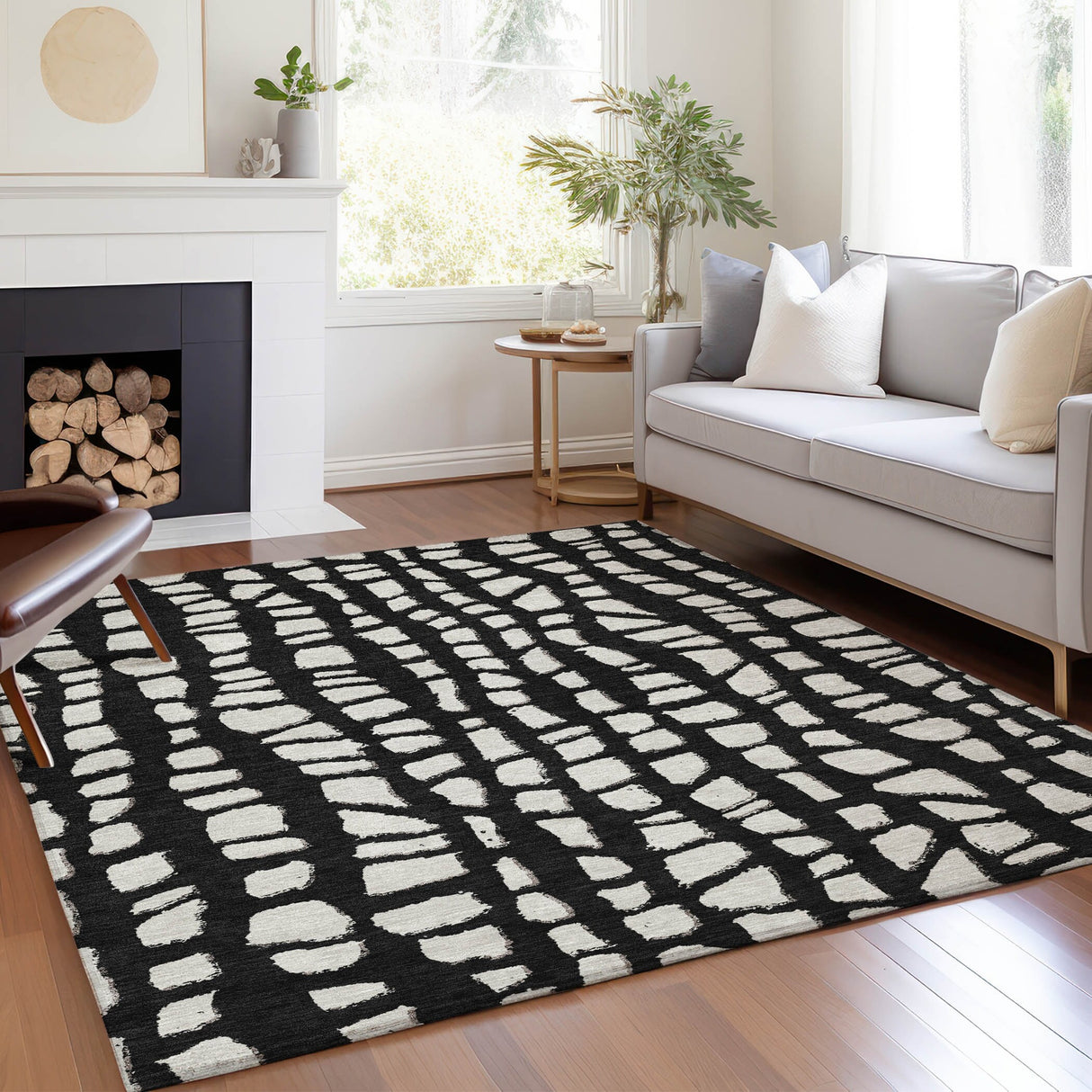 Machine Washable Indoor/ Outdoor Chantille Modern Abstract Rug