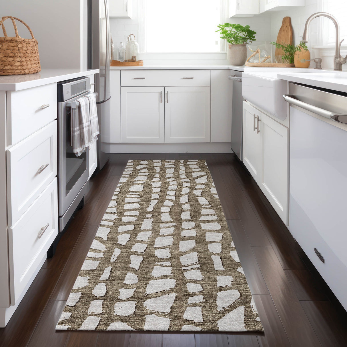 Machine Washable Indoor/ Outdoor Chantille Modern Abstract Rug