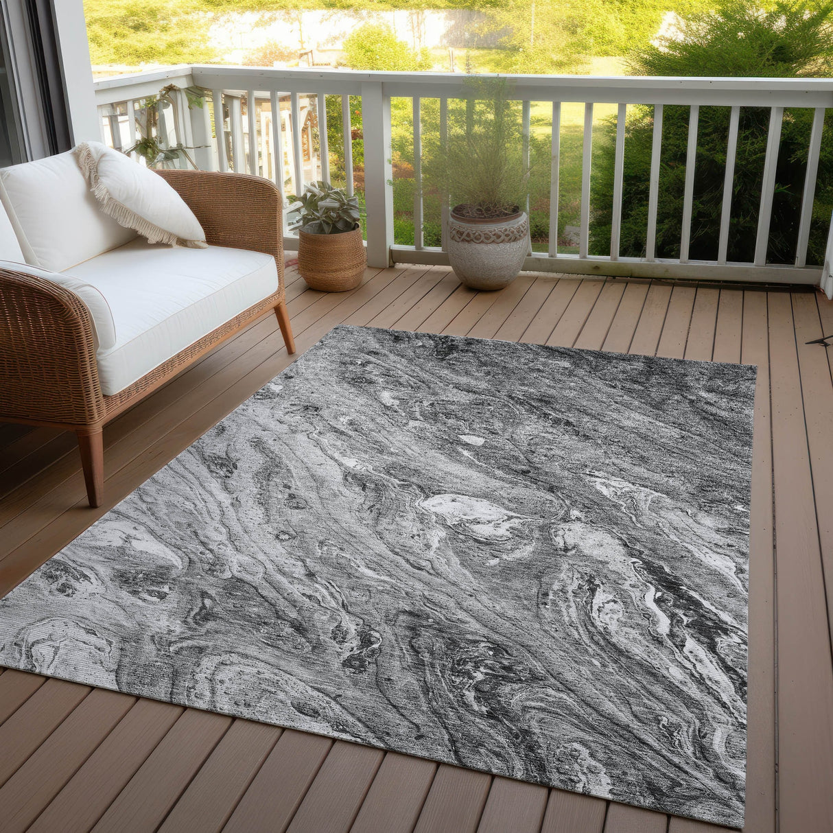 Machine Washable Indoor/ Outdoor Chantille Modern Abstract Rug